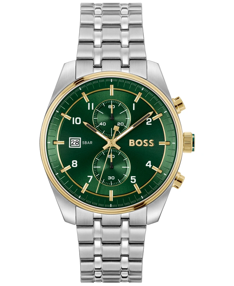 Hugo Boss Men's Sky Traveler Quartz Fashion Chrono Stainless Steel Watch 44mm - Silver