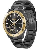 Hugo Boss Men's Troper Auto Mech-Automatic Ionic Plated Black Steel Watch 43mm