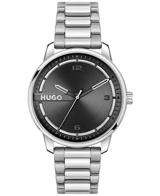 Hugo Boss Men's Stamp Quartz Basic Stainless Steel Watch 42mm - Silver