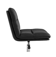 Merrick Lane Biel Mid-Back Height-Adjustable Stationary Armless Swivel Office Chair - Padded Upholstered Back And Seat, Strong Frame