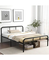 Gymax Full Size Bed Frame Metal Platform Bed Base w/ Headboard & Footboard Black
