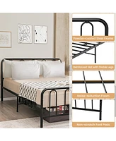 Gymax Stylish Queen Size Metal Bed Frame Platform Bed Base w/ Headboard & Footboard