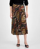 T Tahari Women's Printed Pull-On Pleated Midi Skirt