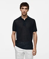 Mango Men's Openwork Knit Polo Shirt