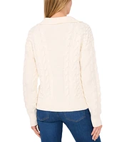 CeCe Women's Collared Cable-Knit Cardigan