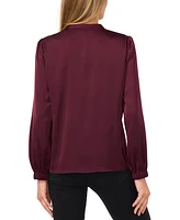 CeCe Women's Charmeuse Faux-Pearl-Button Blouse
