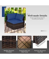 Costway 7PCS Patio Rattan Furniture Set 30'' Fire Pit Table Cover Cushion Sofa