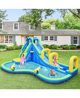 Costway Inflatable Water Slide Kids Bounce House Castle Splash Pool Without Blower