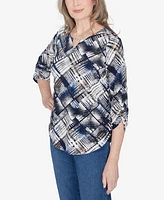 Alfred Dunner Petite Classics Abstract Textured Patchwork Top