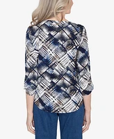 Alfred Dunner Petite Classics Abstract Textured Patchwork Top