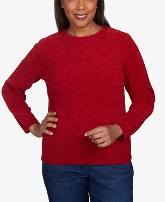 Alfred Dunner Petite Classic Chenille Pullover Sweater