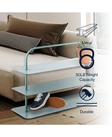 Jonathan Y Minimalist 9-Pair 3-Tier Iron Thin Flat Plate Shoe Rack