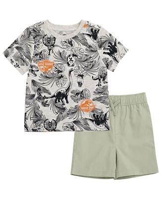 Jurassic World Park Blue Boys T-Shirt and Shorts Outfit Set Toddler to Big Kid