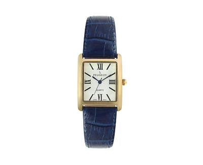 Peugeot Women's Tank Watch Roman Dial Leather Strap