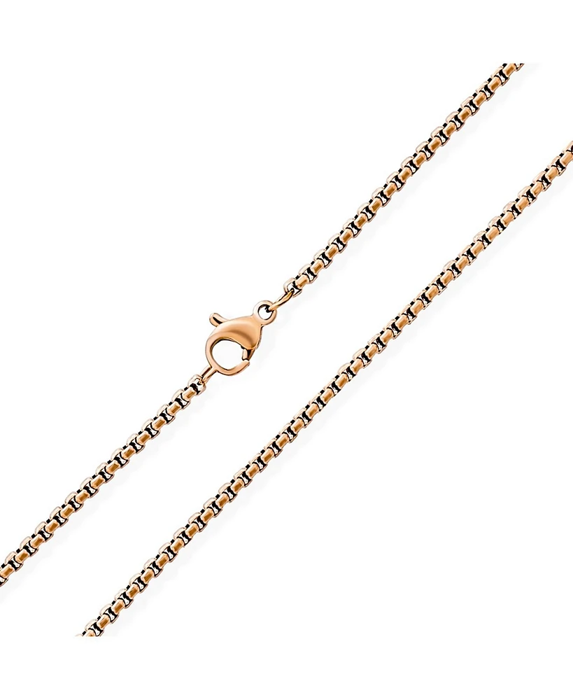 Bling Jewelry Rose Gold Plated Stainless Steel Inch 2mm Venetian Box Link Chain Necklace For Women