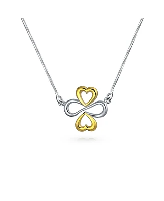 Bling Jewelry Ayllu Amulet Talisman Inspirational Intertwine Symbol Heart Infinity Clover For Love Luck Unity Pendant Necklace For Women Two Tone Gold