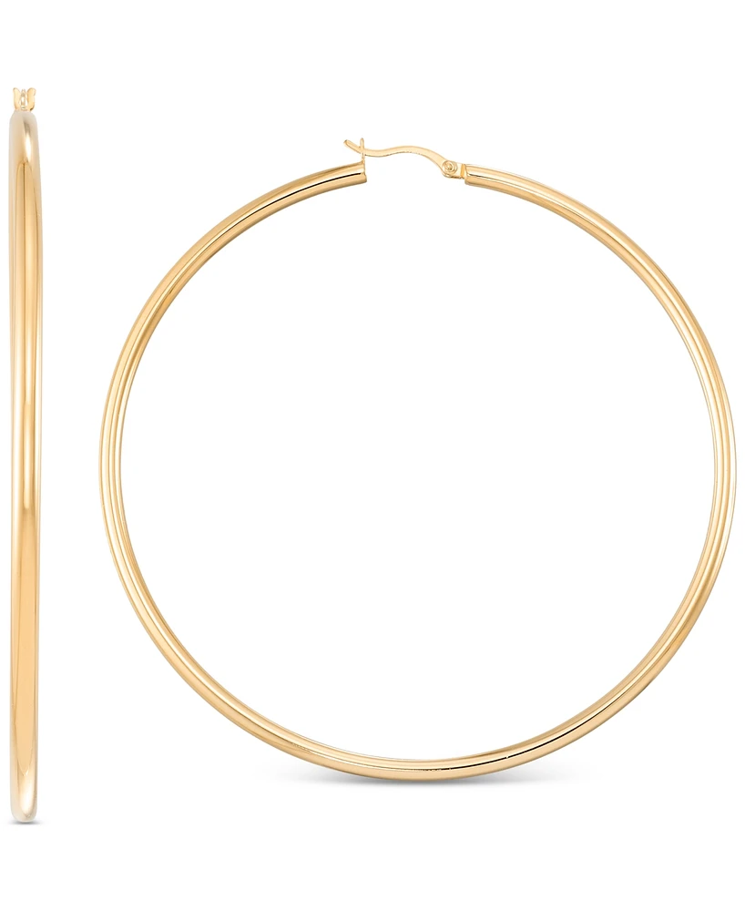 Polished Tube Extra-Large Hoop Earrings in 14k Gold-Plated Sterling Silver, 80mm