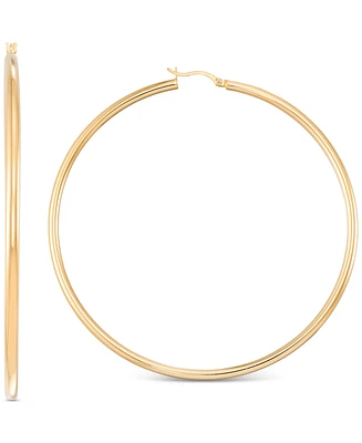 Polished Tube Extra-Large Hoop Earrings in 14k Gold-Plated Sterling Silver, 80mm