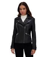 Salla Smooth Asymmetrical Lamb Women's Leather Moto Jacket