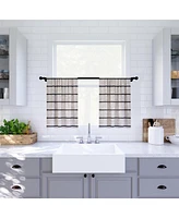 Twill Stripe Anti-Dust Linen Blend Sheer Cafe Curtain Pair