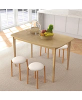 Sugift 48 Inch Solid Wood Dining Table with Rubber Supporting Legs for Kitchen Room-Natural