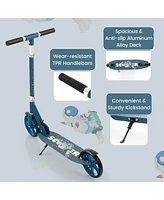 Skonyon Folding Aluminum Alloy Scooter with 3 Adjustable Heights-Blue