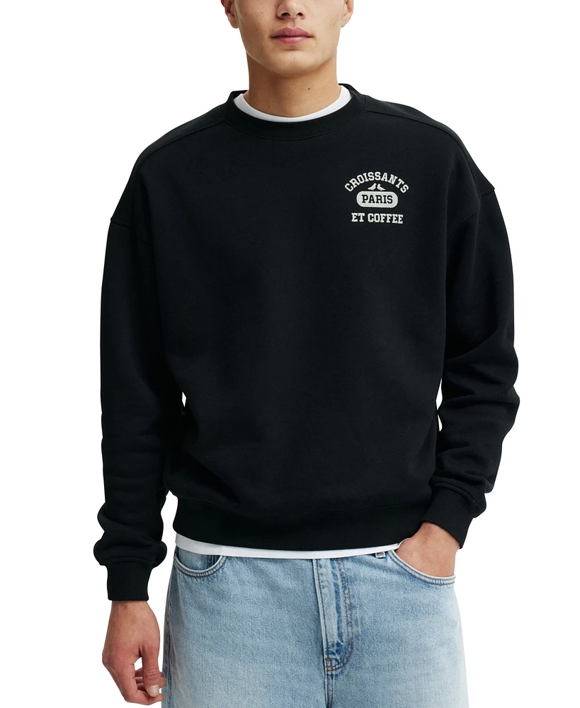 Cotton On Men's Box Fit Graphic Crew Sweater