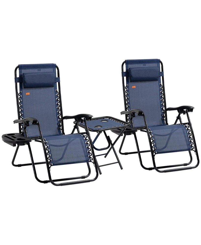 Zero Gravity Reclining Chair Set with Side Table
