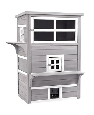 Simplie Fun 3-Story Outdoor Feral Cat House with Escape Doors