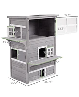 Streamdale Furniture 3-Story Outdoor Feral Cat House with Escape Doors