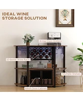 Industrial Wine Cabinet with Charger and Led Lights