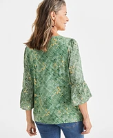 Style & Co Petite Scandi Mixed-Media Top, Created for Macy's