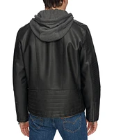 Levi's Men's Faux-Leather Hooded Zip Jacket