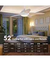 Sugift 52 Inch Ceiling Fan with Lights and 3 Lighting Colors