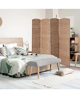 Streamdale Furniture 6' Tall Wicker Weave 4 Panel Room Divider Privacy Screen