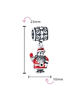 Bling Jewelry Holiday Christmas Red Santa Claus Dangle Charm Bead For Women For Enamel Sterling Silver Fits European Bracelet