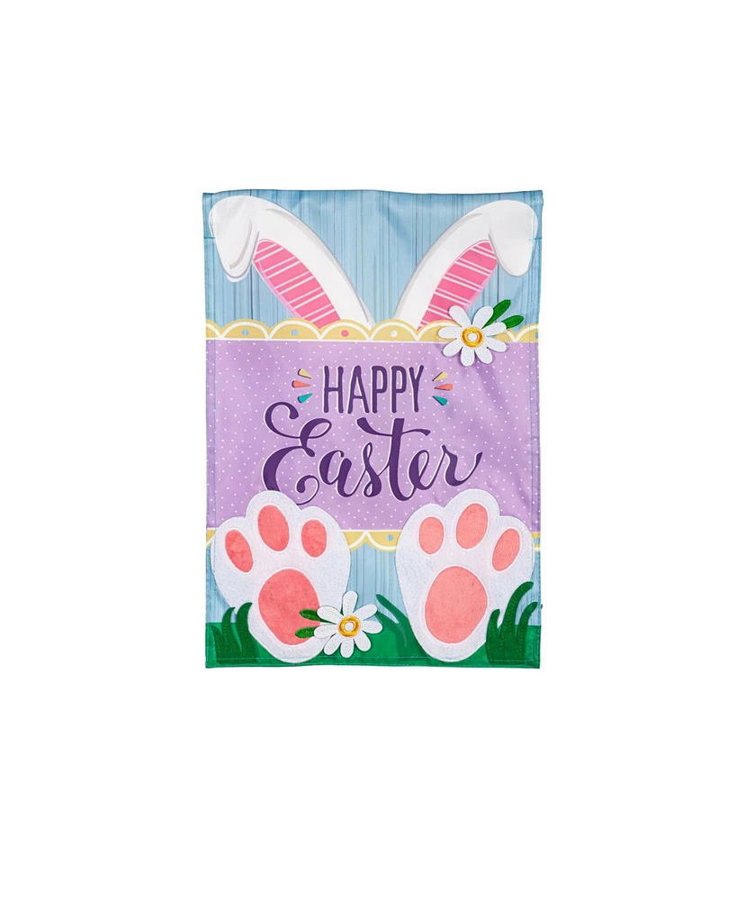 Evergreen Happy Easter Bunny Applique Garden Flag