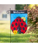 Evergreen Ladybug Welcome Linen Garden Flag