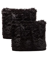 Chanasya Premium Throw Blanket & Pillow Cover - Long Faux Fur Fuzzy Sherpa (50" x 65”) 2 Covers (18" 18”)