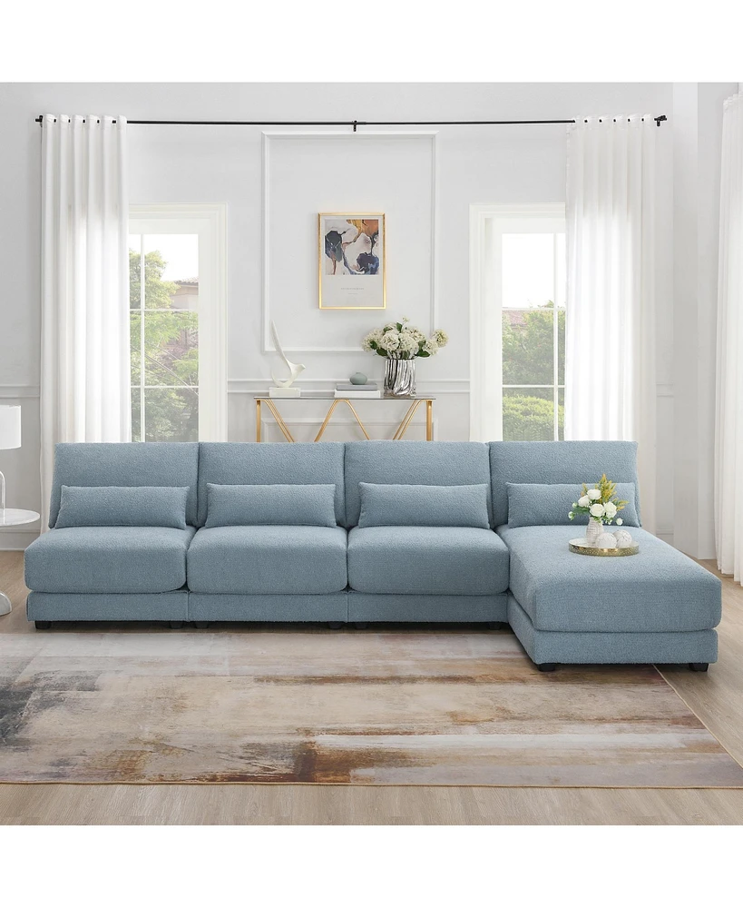 Simplie Fun Oversized 5-Seat L-Shaped Sectional Sofa with Reversible Chaise