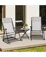 Streamdale Furniture 3-Piece Outdoor Rocking Chair Set with Glass Table