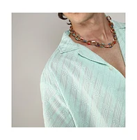 Campus Sutra Men's Mint Green Embroidered Striped Shirt