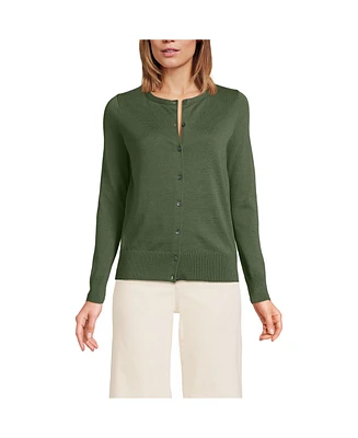 Lands' End Women's Petite Fine Gauge Cotton Cardigan Sweater