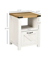 Streamdale Furniture Farmhouse Side Table with Storage for Living Room White