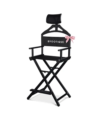 Byootique 28" Height Tall Director Chair Folding Artist Makeup Head Rest Salon