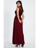 Quiz Women's Satin Pleated Maxi Dress