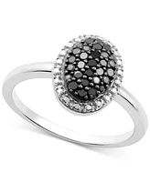 Black Diamond Oval Cluster Ring (1/6 ct. t.w.) Sterling Silver