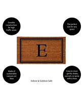 Evergreen Monogram Indoor Outdoor 100% Natural Coir Doormat 28" x 16" | Letter "E"