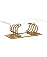 Tribesigns Modern Coffee Table, 47 Inch Faux Marble Cocktail Table with Geometric Frame, Rectangular Center Table Tea Table Accent Furniture for Livin
