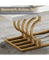 Tribesigns Modern Coffee Table, 47 Inch Faux Marble Cocktail Table with Geometric Frame, Rectangular Center Table Tea Table Accent Furniture for Livin